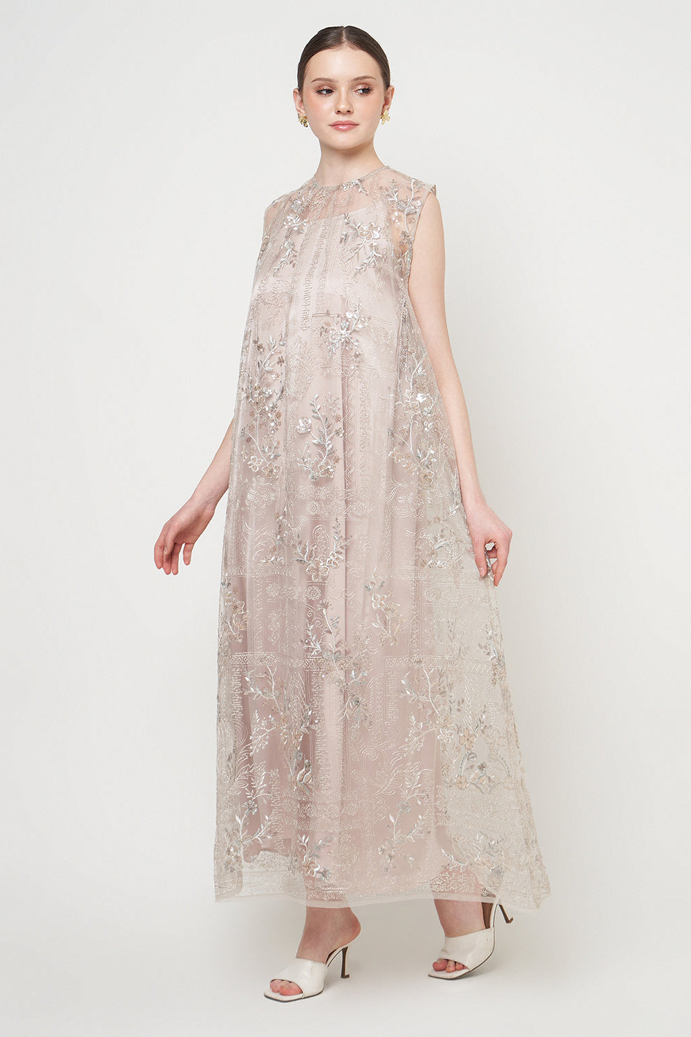 Eshal Dress in Nude Grey