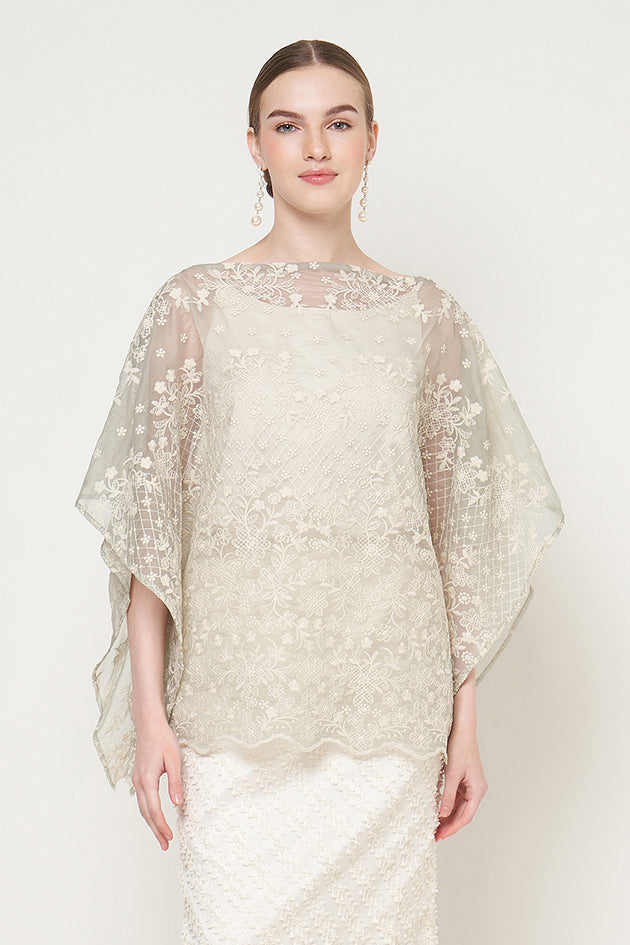Noura Top in Ivory Sage