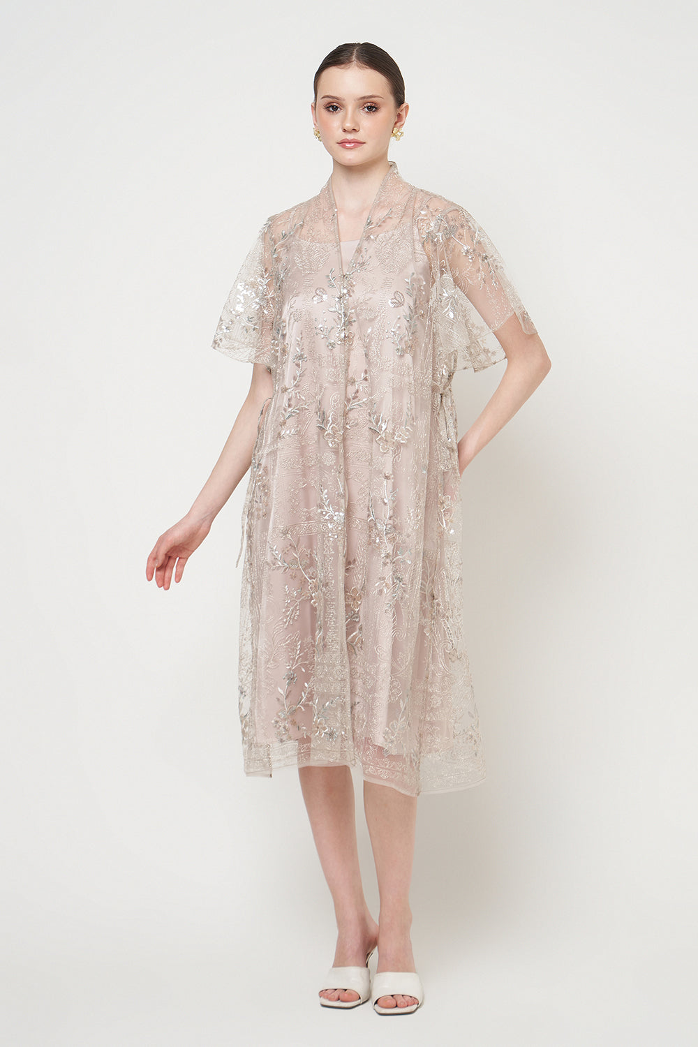 Alessia Dress in Nude Grey