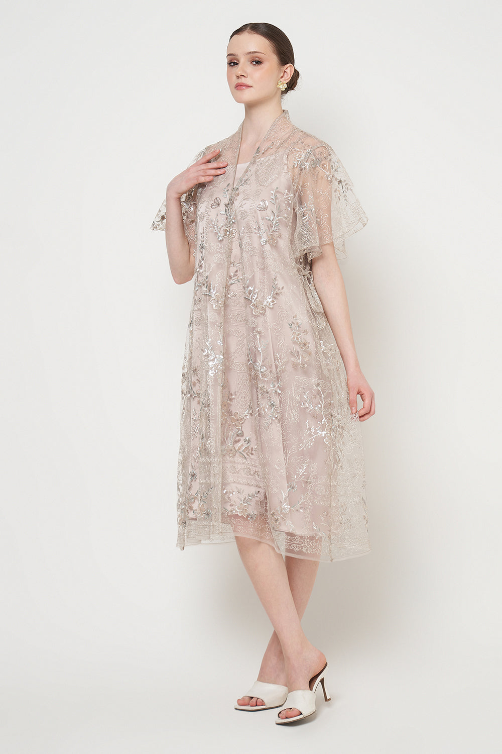 Alessia Dress in Nude Grey