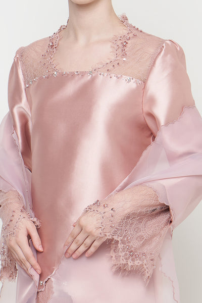 Kiara Kurung Set in Light Rose