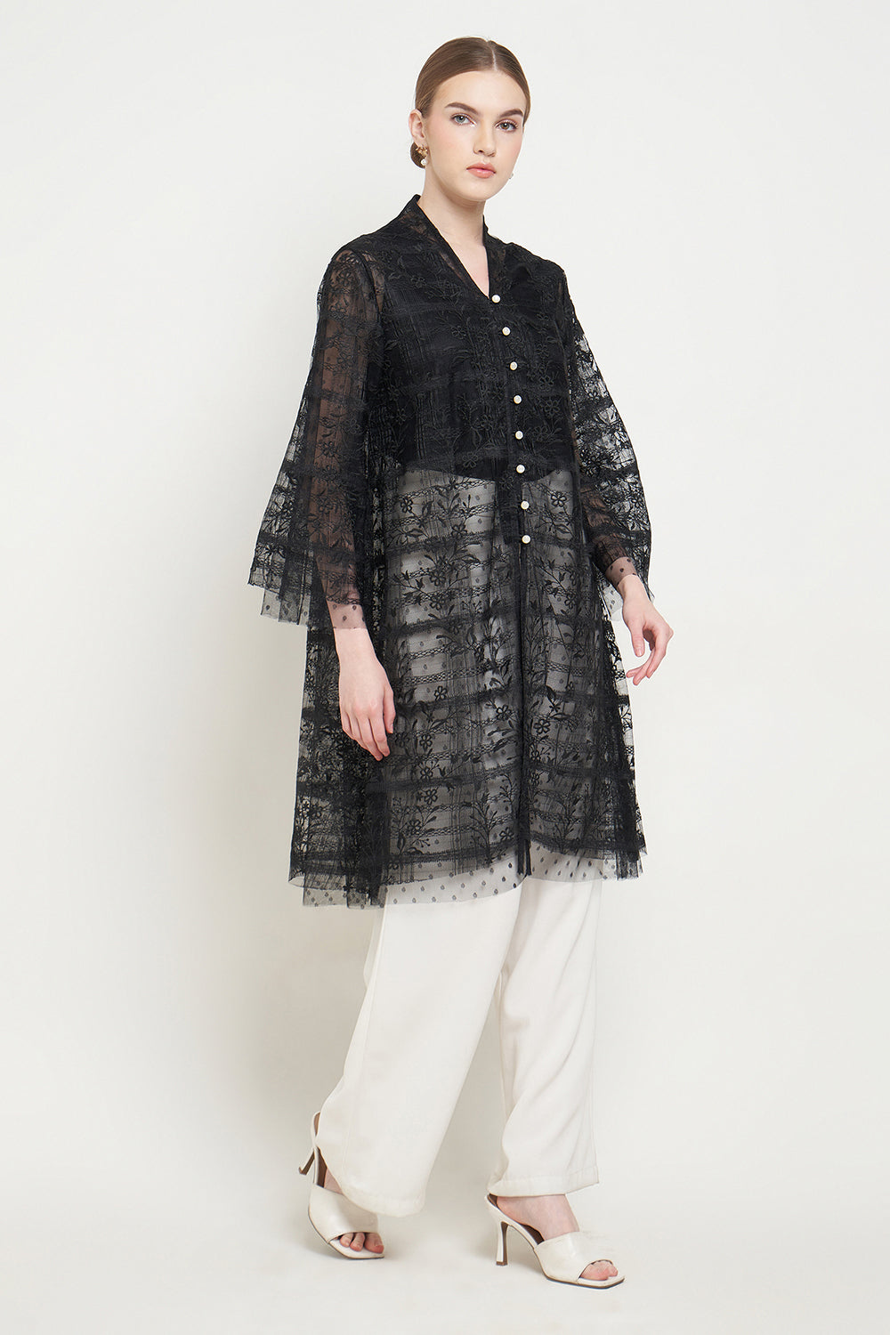 Dandelion Kebaya Top in Black