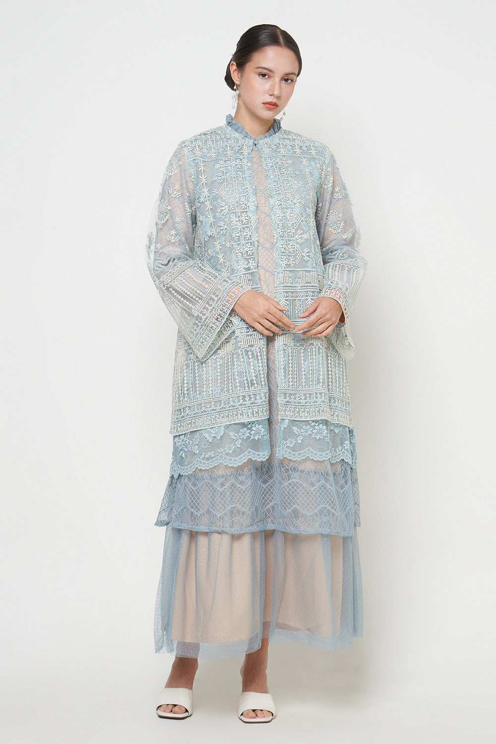 Aruna Lace Dress in Sky Blue
