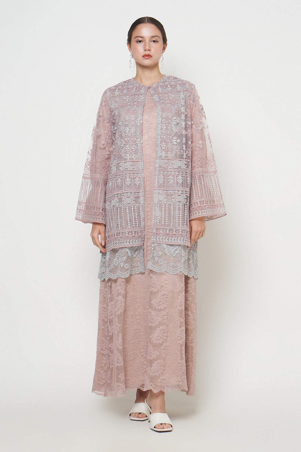 Aruna Lace Dress in Dusty Pink