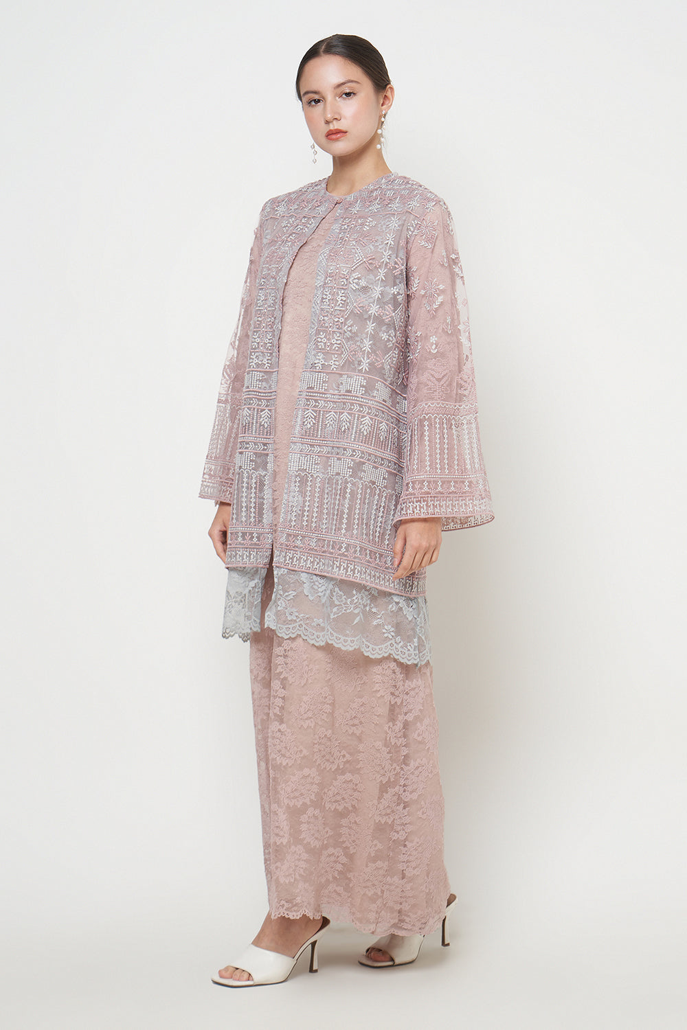 Aruna Lace Dress in Dusty Pink