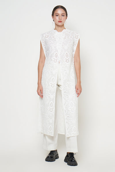 Aleena Long Outer in White