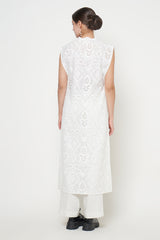 Aleena Long Outer in White