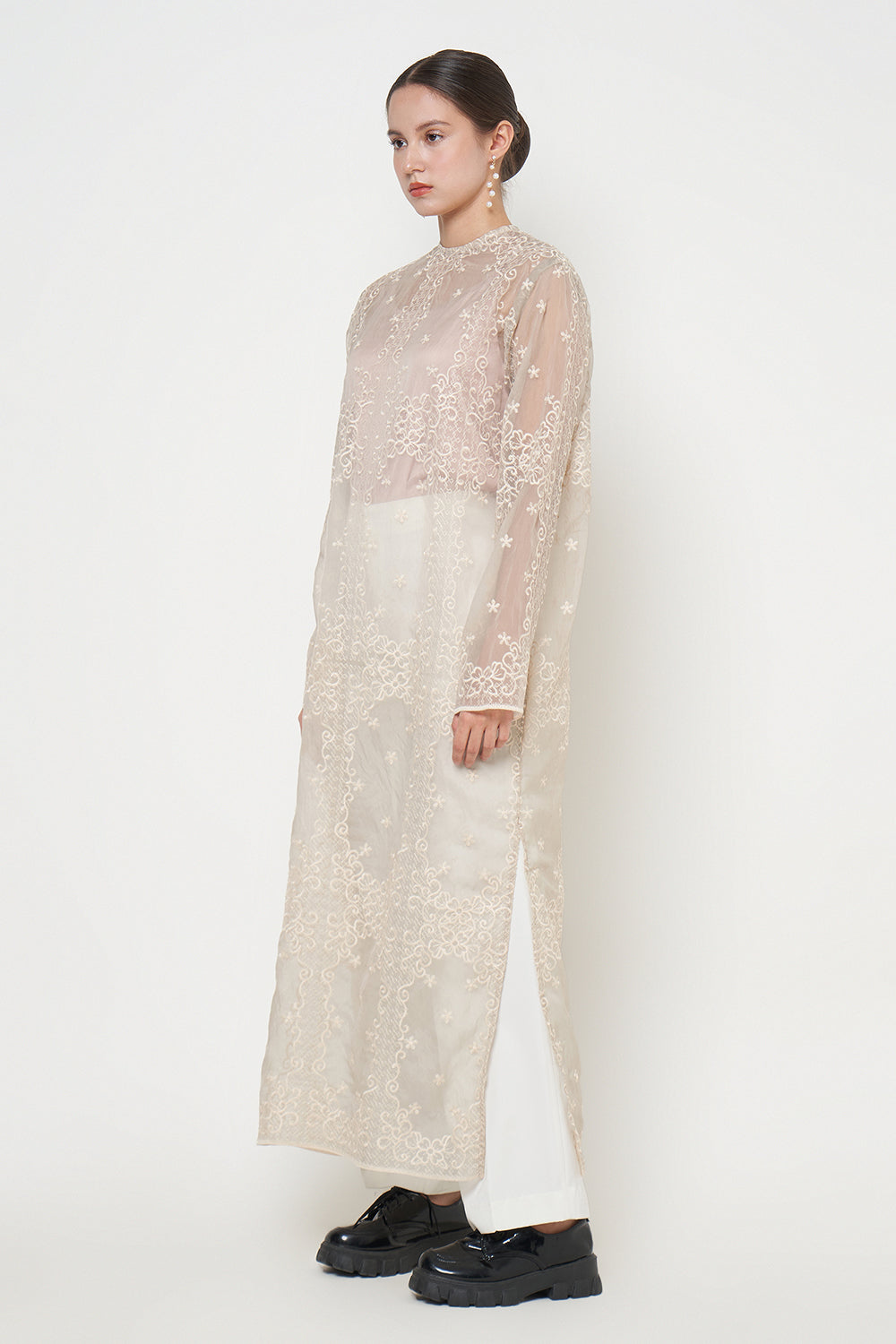 Gia Long Tunic Top in Nude Olive