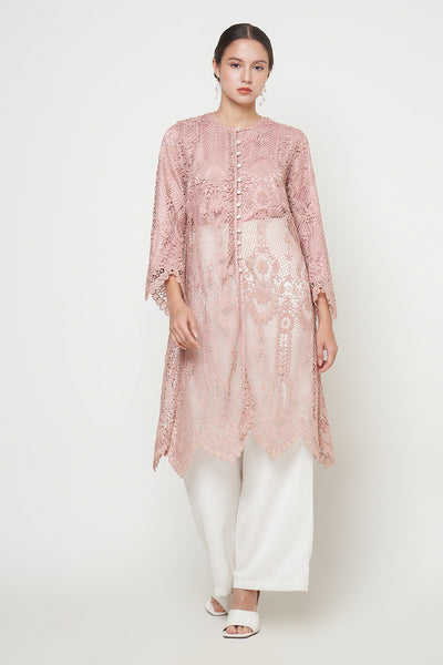 Lune Long Outer Top in Peach