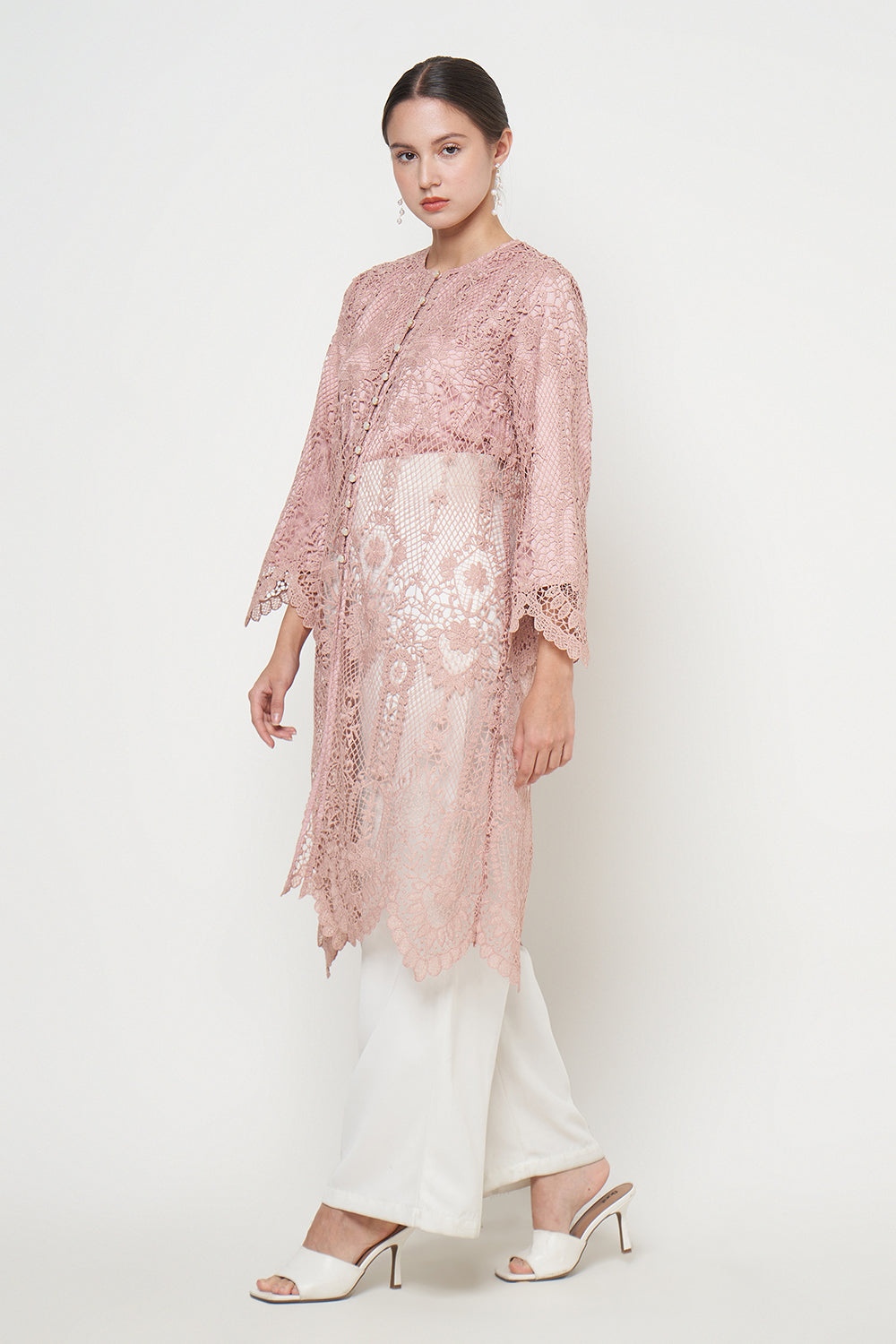 Lune Long Outer Top in Peach