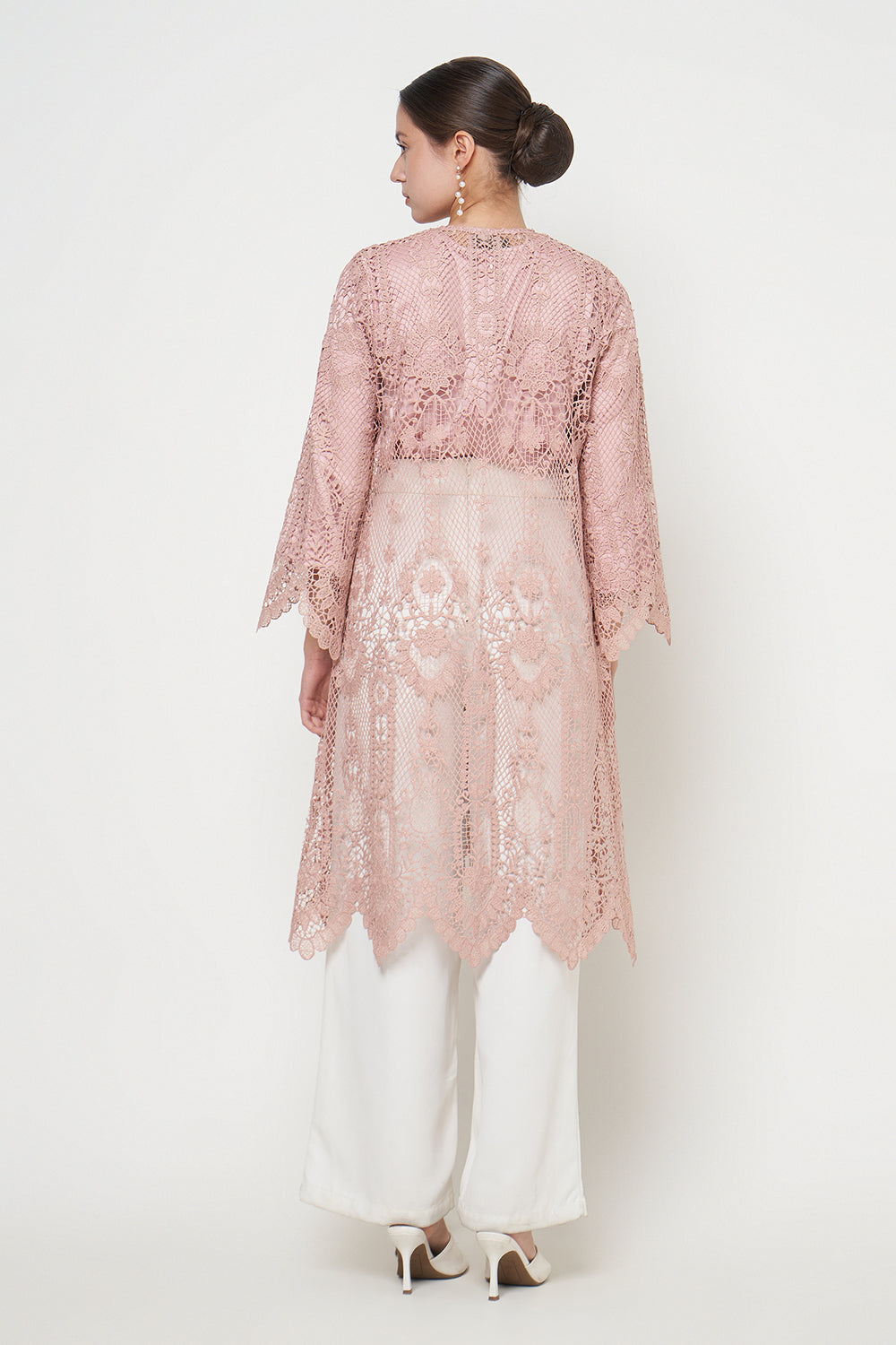 Lune Long Outer Top in Peach