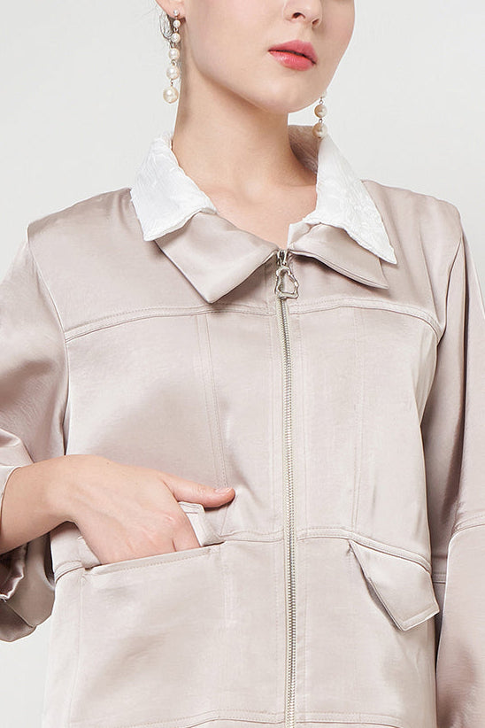 Gamita Jacket Top in Etoupe White