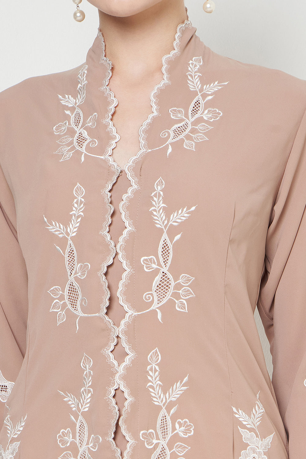Cala Lilly Long Kebaya Top in Beige