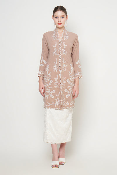Cala Lilly Long Kebaya Top in Beige