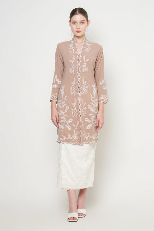 Cala Lilly Long Kebaya Top in Beige
