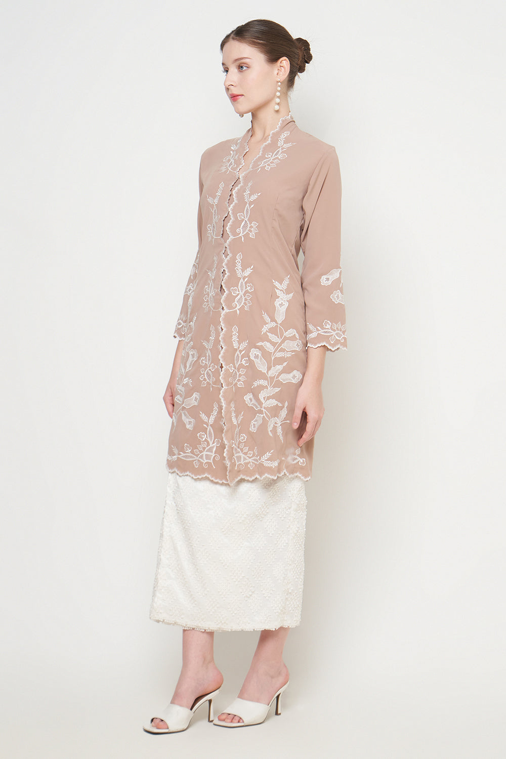 Cala Lilly Long Kebaya Top in Beige