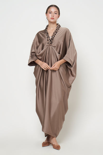 Hania Kaftan Dress in Dark Brown