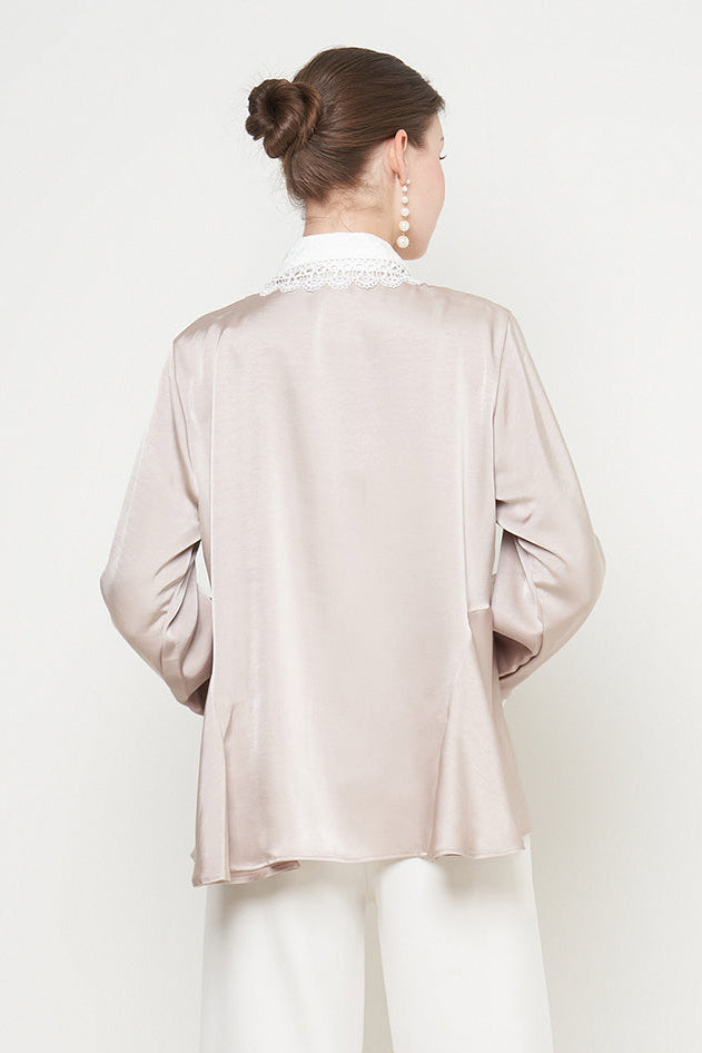 Gamita Zipper Top in Etoupe White