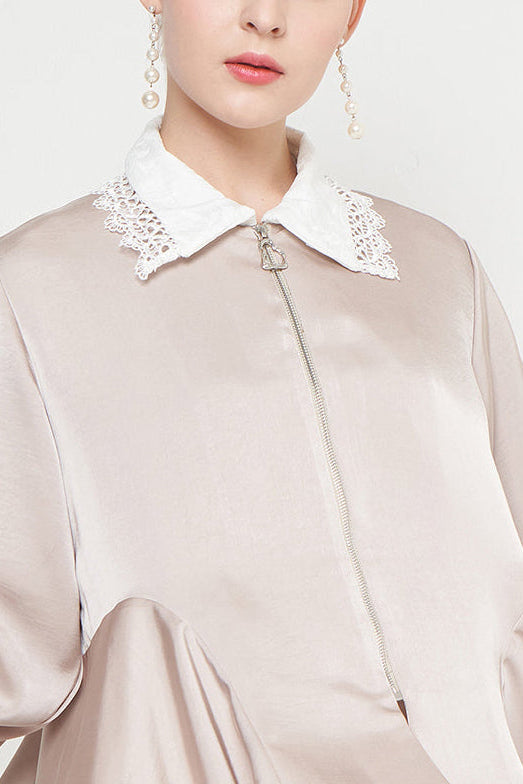 Gamita Zipper Top in Etoupe White