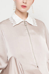 Gamita Zipper Top in Etoupe White