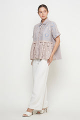 Plum Shirt in Creme Dusty Blue