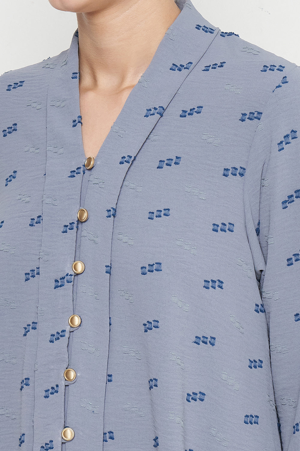 Anjani Kebaya Top in Denim Blue