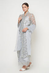 Kanaya Long Kebaya Set in Light Grey