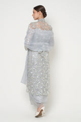 Kanaya Long Kebaya Set in Light Grey