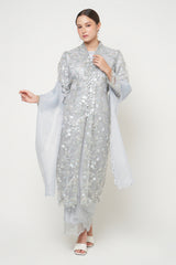 Kanaya Long Kebaya Set in Light Grey