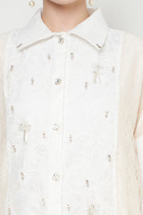 Gayatri Lace Beads Shirt in Cream White