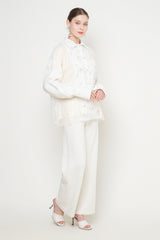 Gayatri Lace Beads Shirt in Cream White