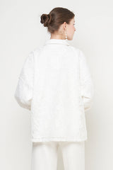 Gayatri Lace Beads Shirt in Cream White