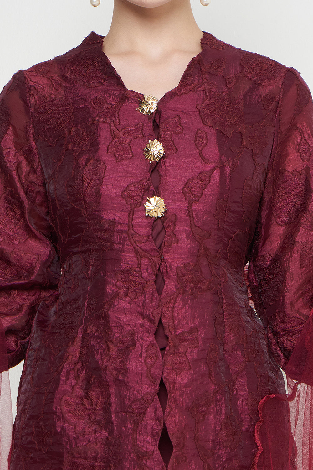 Laila Kebaya Set in Wine Maroon