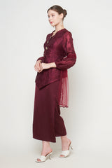 Laila Kebaya Set in Wine Maroon