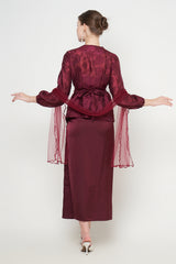 Laila Kebaya Set in Wine Maroon