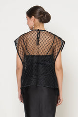 Nala Flower Vest in Black