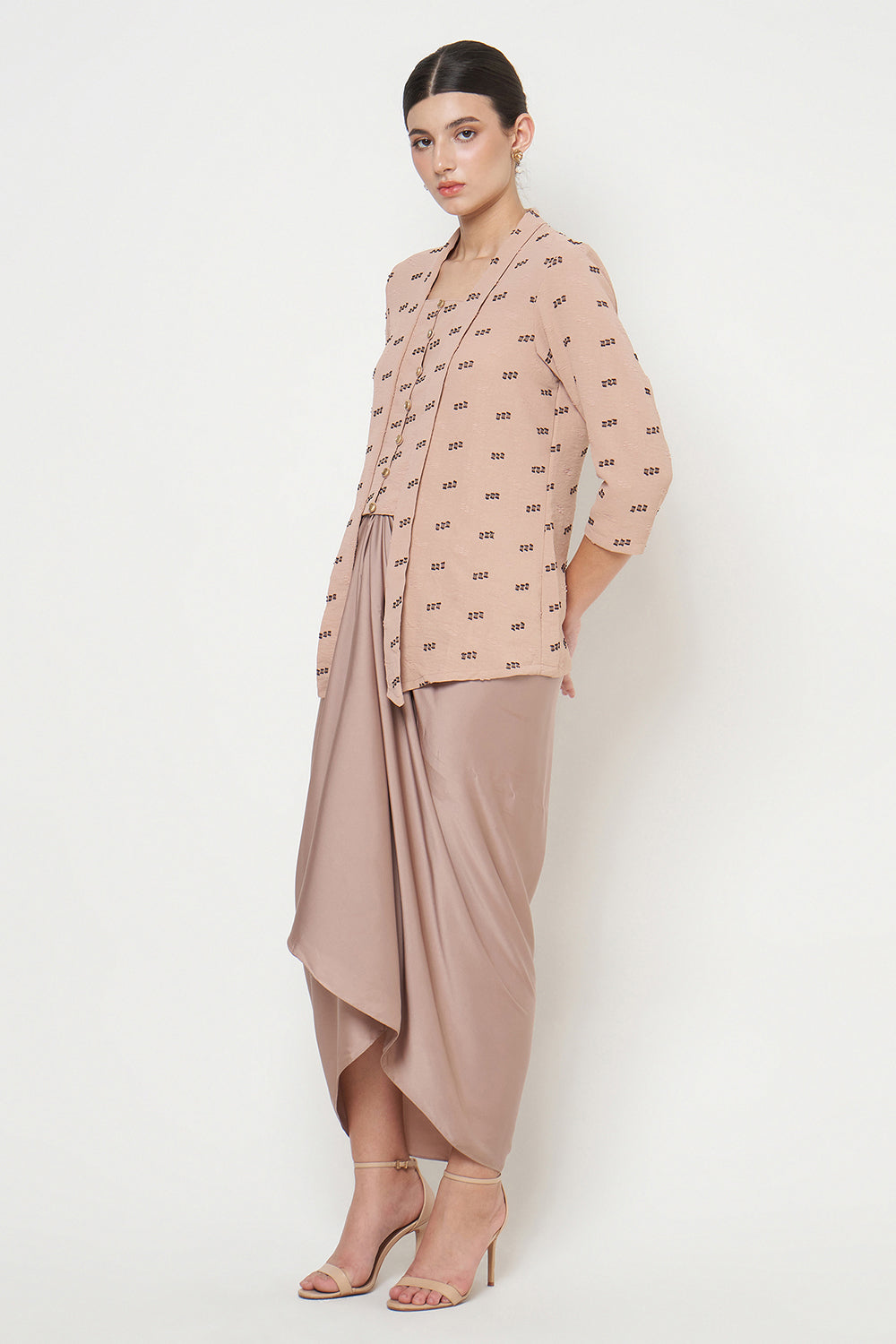 Andini Kebaya Top in Pale Brown