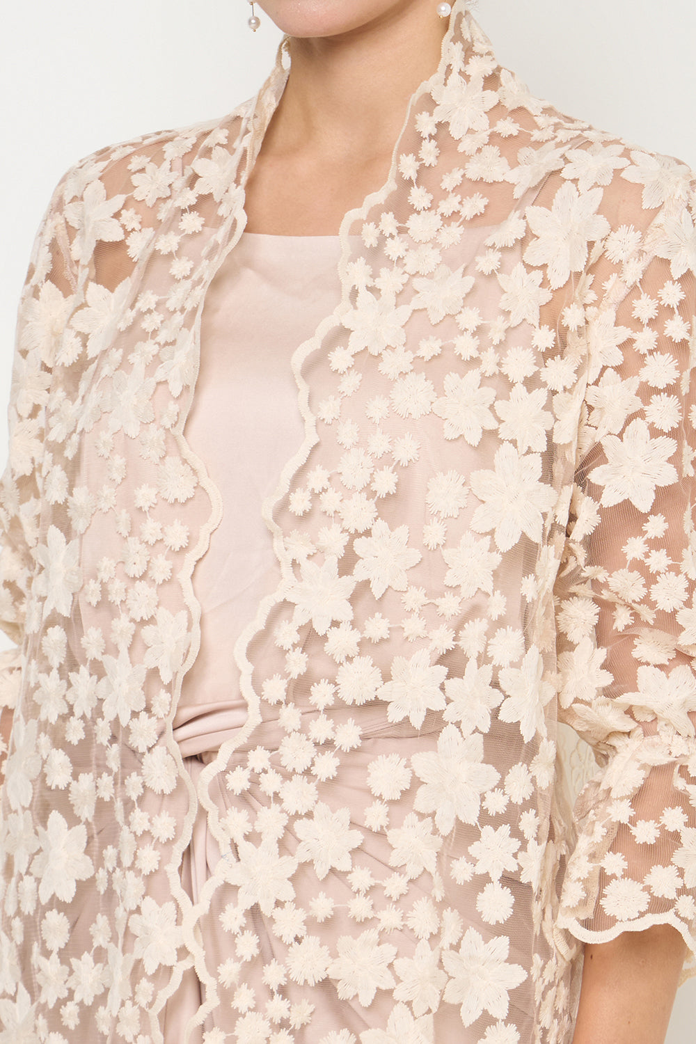 Kusuma Flower Outer Top in Warm Ivory Nude