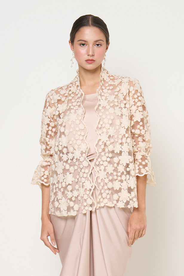 Kusuma Flower Outer Top in Warm Ivory Nude