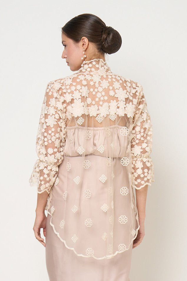 Kusuma Flower Outer Top in Warm Ivory Nude