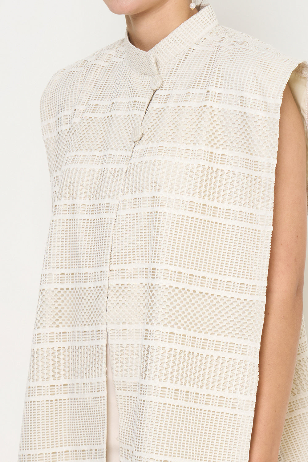 Aksa Long Vest in Soft Beige