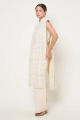 Aksa Long Vest in Soft Beige
