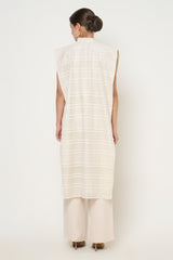 Aksa Long Vest in Soft Beige