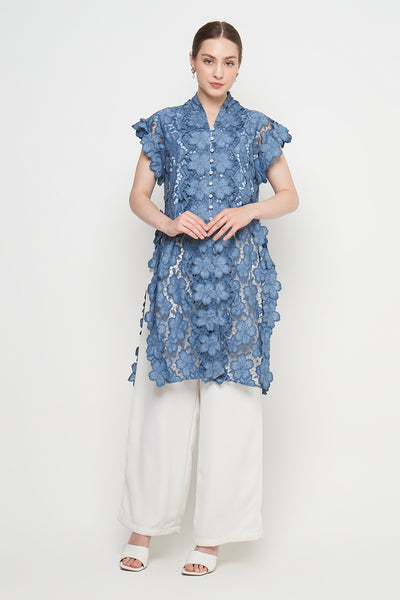 Yuna Long Outer Top in Blue Denim