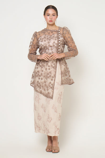 Mahira Kebaya Top in Olive Brown