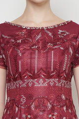 Enada Dress in Maroon
