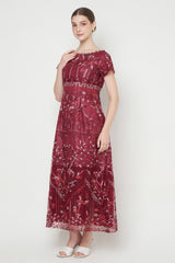 Enada Dress in Maroon