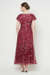 Enada Dress in Maroon