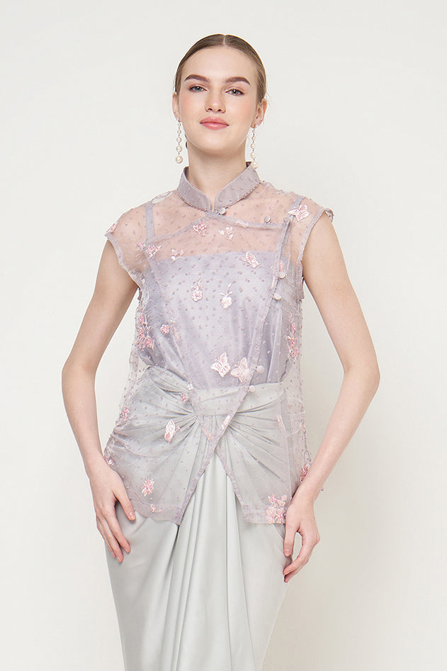 Amelia Top in Grey Purple