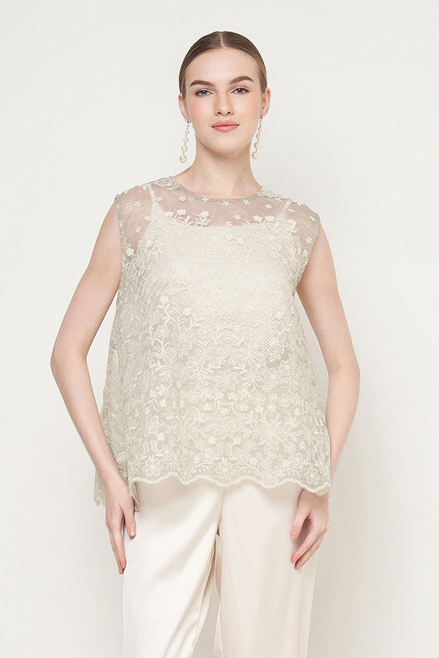 Ava Top in Ivory Sage